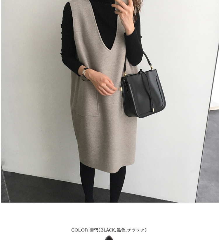 毛呢背心马甲裙两件套连衣裙正面