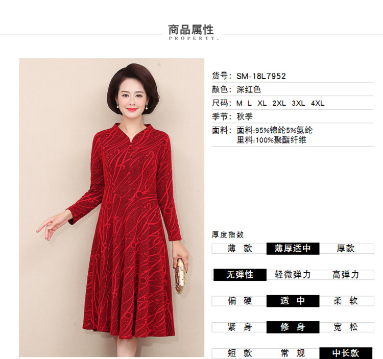 中年女性秋季新款显贵气礼服连衣裙衣料