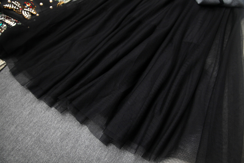 灵子飞飞网纱拼接西装连衣裙裙摆