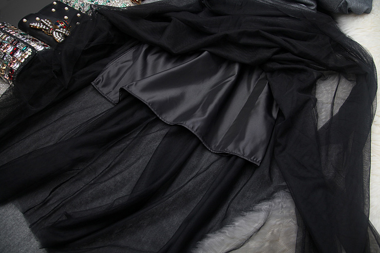 灵子飞飞网纱拼接西装连衣裙安全裤