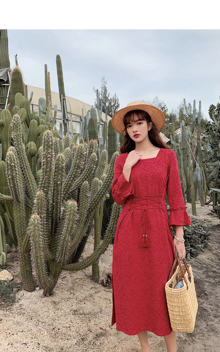 棉立方春装新款法式绣花小众连衣裙正面